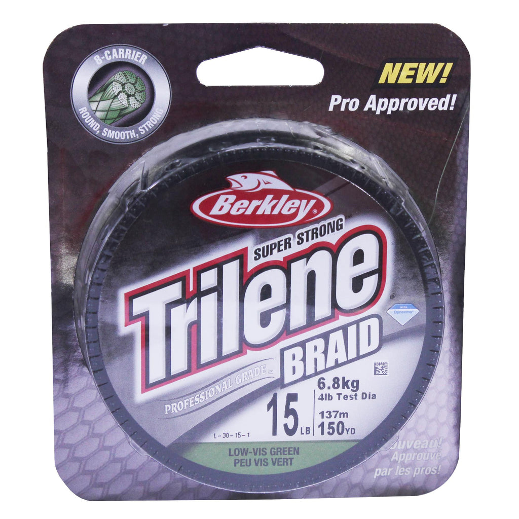 Trilene Braid Professional Grade Superline Line Spool - 150 Yards, 15 lbs Breaking Strength, 4 lb Superline Mono Equiv, Low-Vis Green