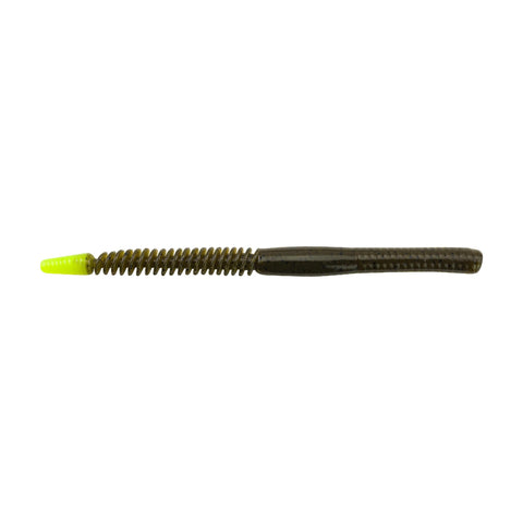 PowerBait Shaky Snake Soft Bait - 5" Length, Green Pumpkin-Chartreuse, Per 8