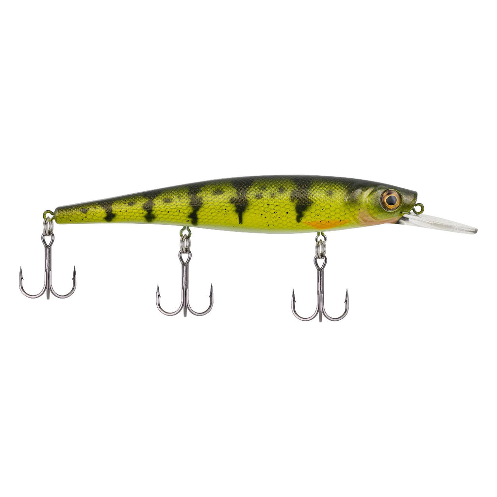 Skinny Cutter 110+ Hard Bait - 4 3-8" Length, 4'-7' Swimming Depth, 3 Hook, Yellow Perch, Per 1