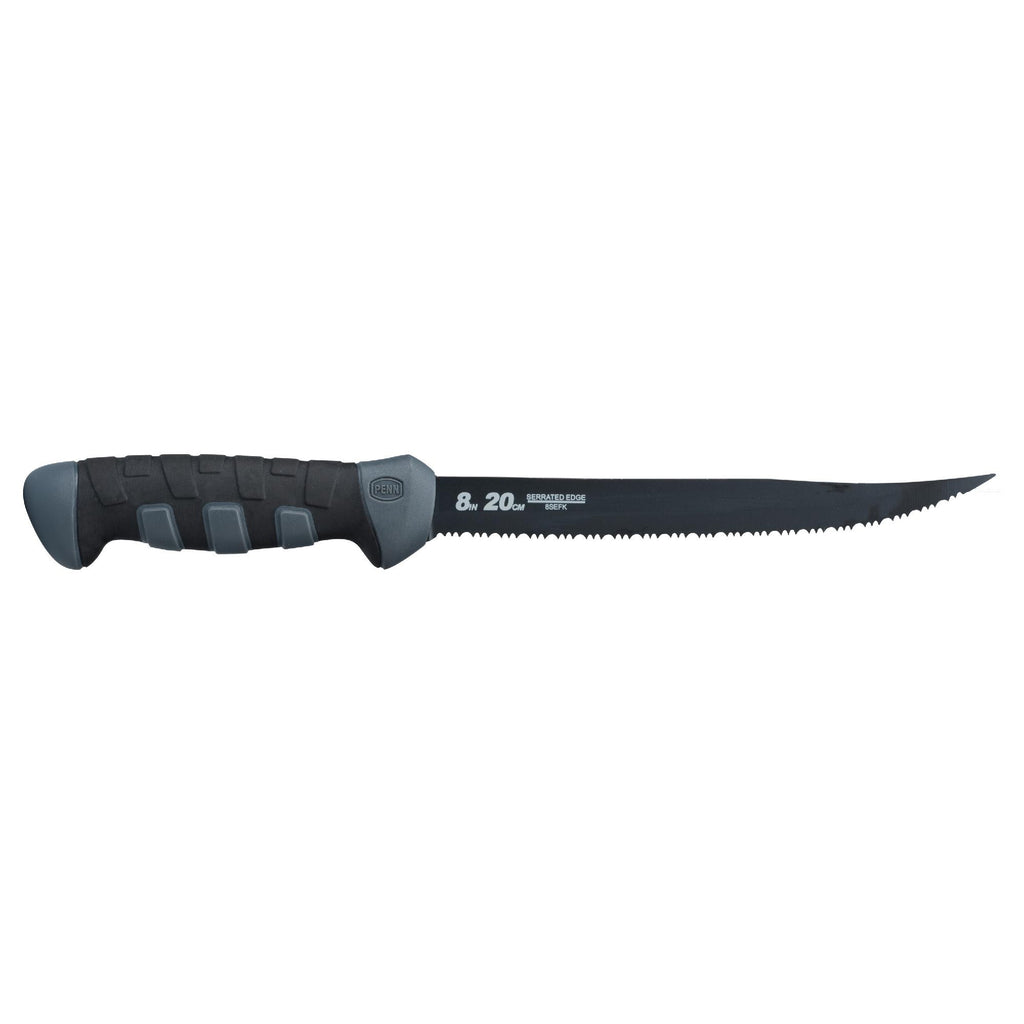 Fillet Knives - 8" Serrated Edge, Black-Gray