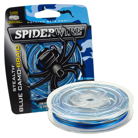 Stealth Braid Superline Line Spool - 125 Yards, 0.015" Diameter, 65 lbs Breaking Strength, Blue Camo