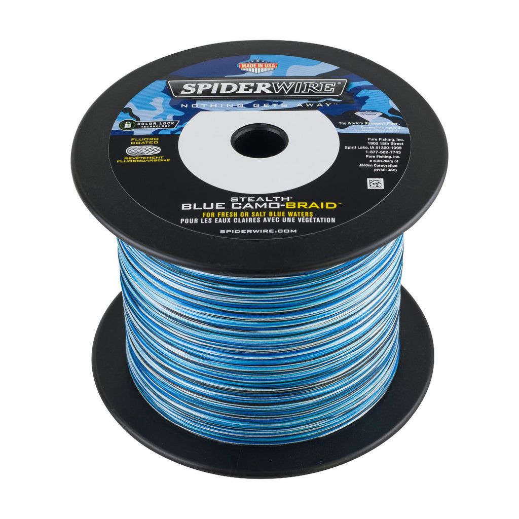 Stealth Braid Superline Line Spool - 3000 Yards, 0.008" Diameter, 10 lbs Breaking Strength, Blue Camo