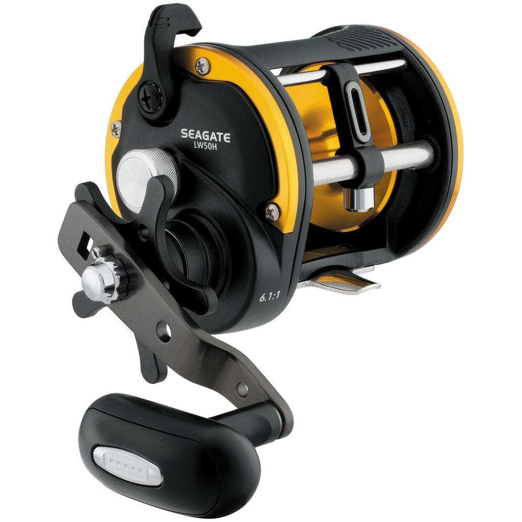 Seagate Levelwind Saltwater Conventional Reel - 50, 6.1:1 Gear Ratio, 1CRBB, 2BB, 1RB Bearings, 20 lb Max Drag, Right Hand