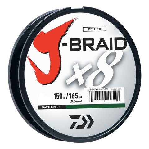 J-Braid Braided Line, 40 lbs Tested - 165 Yards-150m Filler Spool, Dark Green