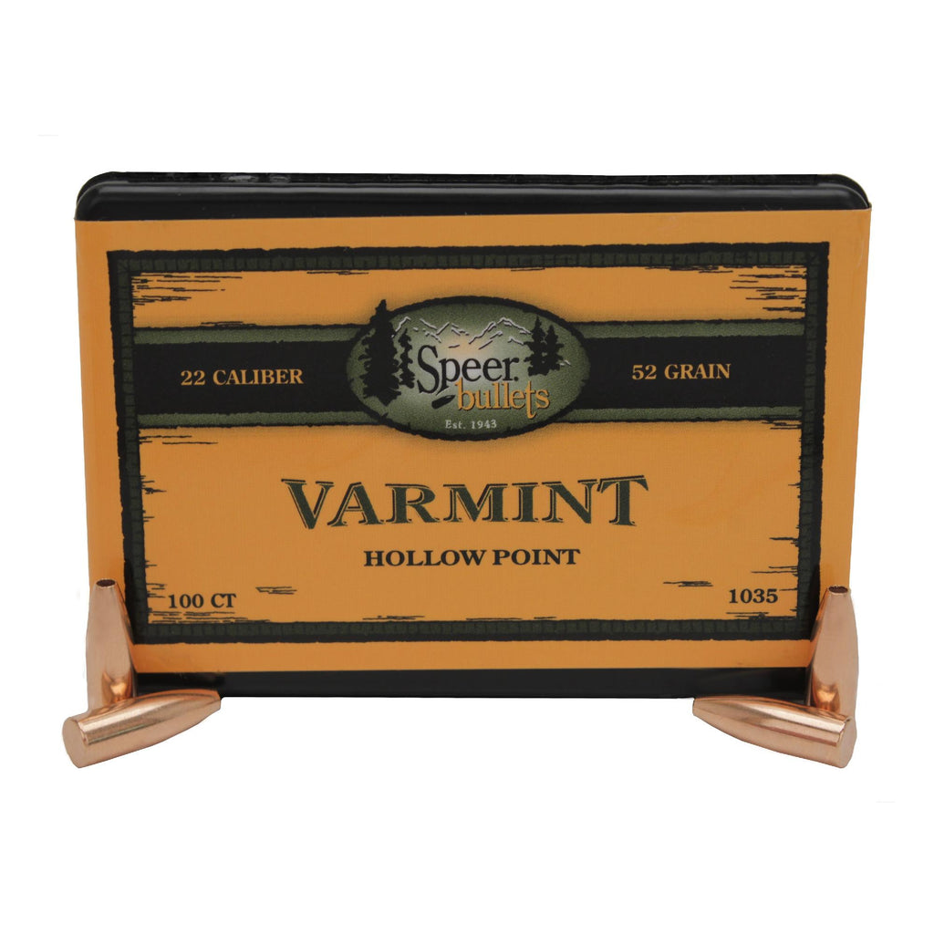 .22 Caliber Bullets - Varmint, (.224" Diameter), 52 Grains, Hollow Point (JHP), Per 100