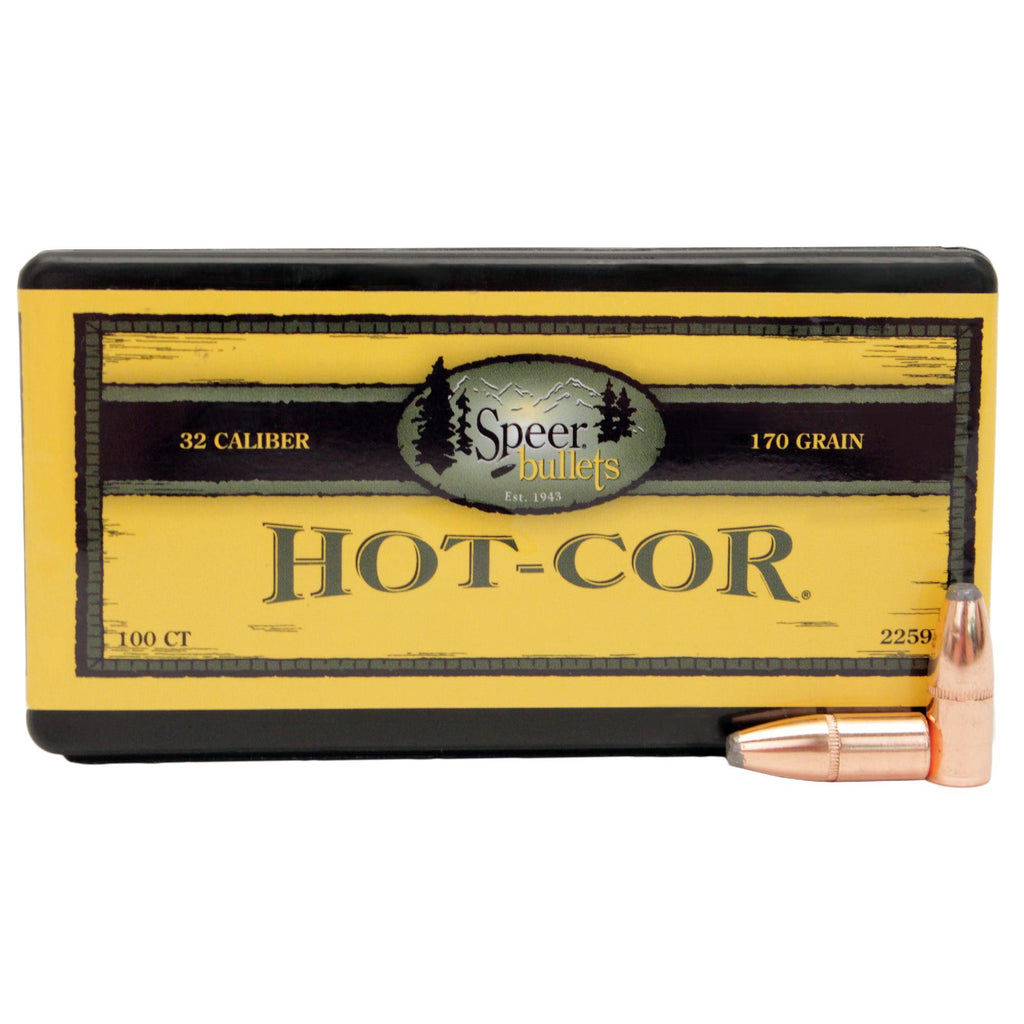 .32 Caliber Hot-Cor Bullets (.321" Diameter), 170gr Soft Point Flat Nose Per 100