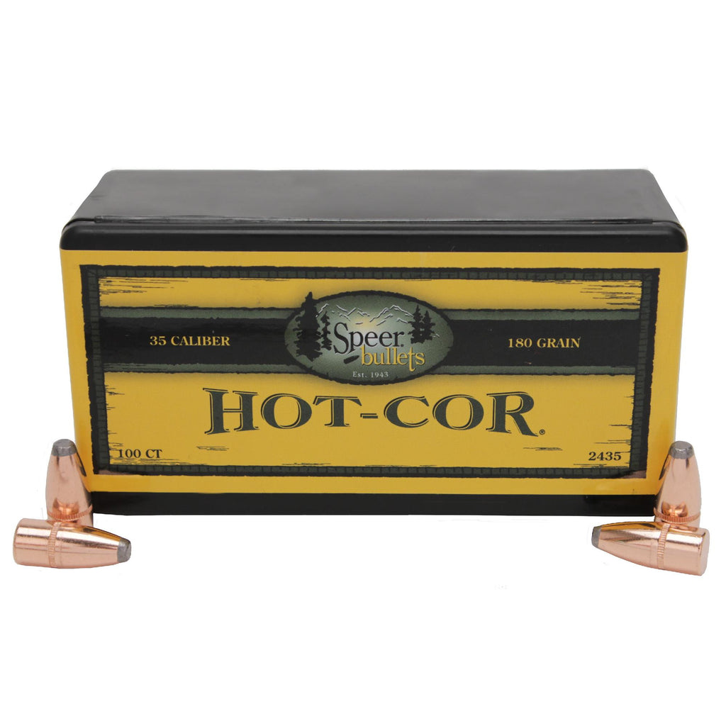 .35 Caliber Bullets - Hot-Cor, (.358" Diameter), 180 Grains, Soft Point Flat Nose (SPFN), Per 100