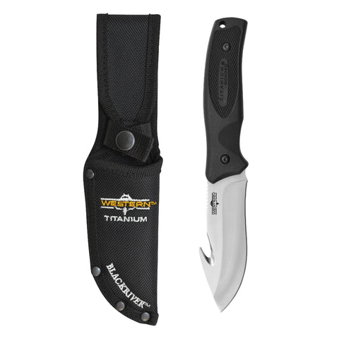 Western - Black River, 4" Blade, Drop Point, Black Rubberized Handle