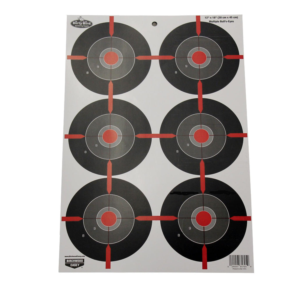 Dirty Bird Paper Targets - 12" x 18", Multiple Bull's-Eye, Per 8