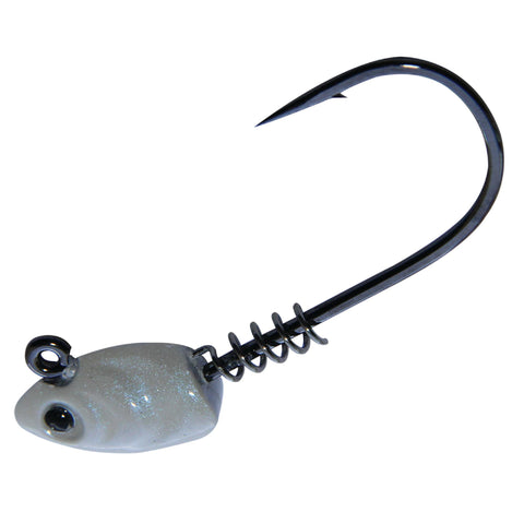 Superline Swim Bait Head Hook - Size 5, 1-2 oz, Pearl White, Per 3