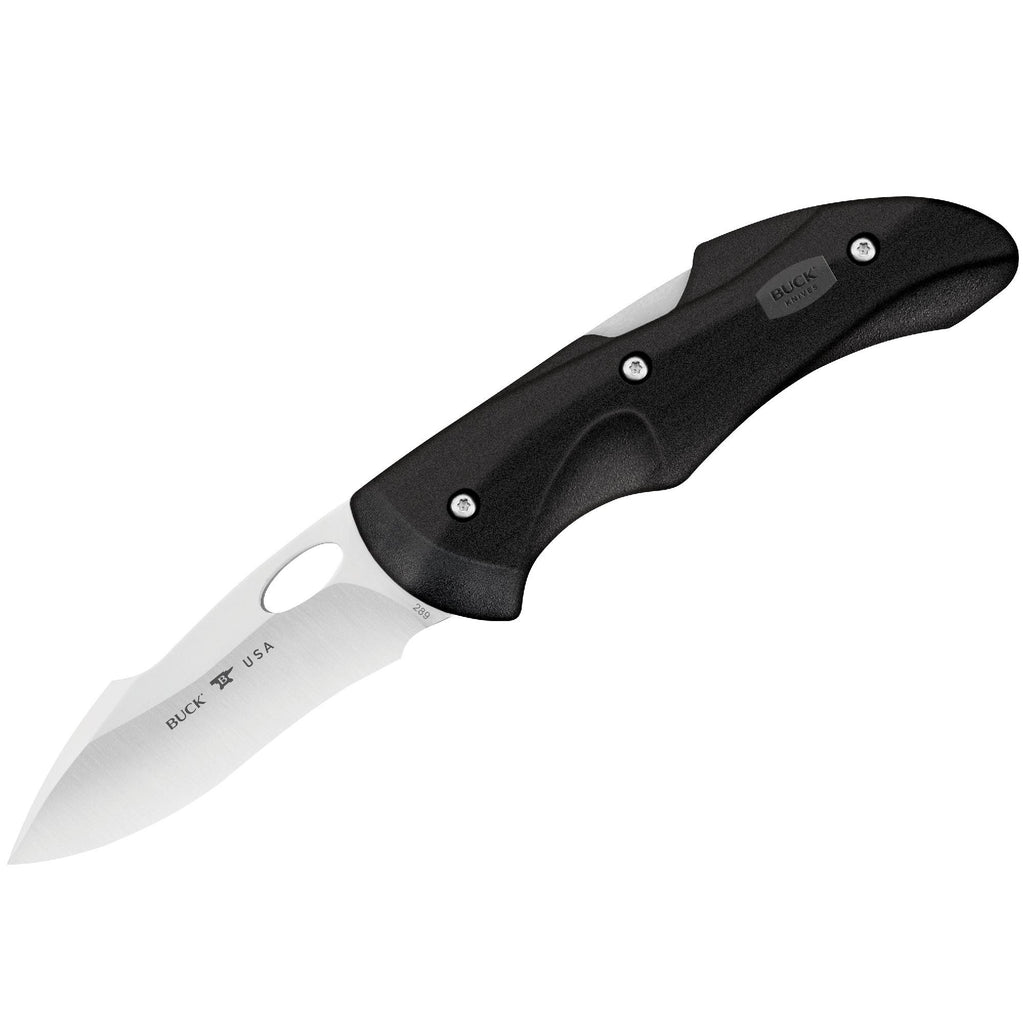 Fluid - 3" Blade, Plain Edge, Drop Point. Black Handle, Boxed