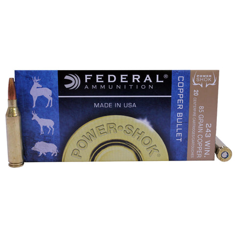 243 Winchester - Power-Shok, 85 Grains, Copper Hollow Point Lead Free, Per 20