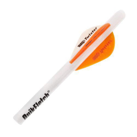 Quikfletch Twister Arrow Fletching System - White Wrap, 2 Orange, 1 White Fletching, 31 Grains, Per 6