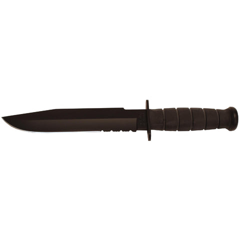 Black Fighter, Serrated Edge, Black Leather-Cordura Sheath