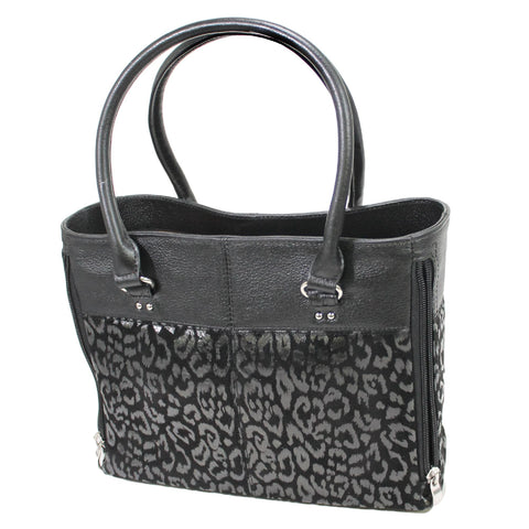 Debossed Traditional Open-Top Tote - Black