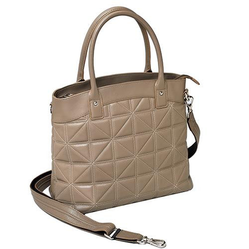 Quilted Cowhide Town Tote, Taupe