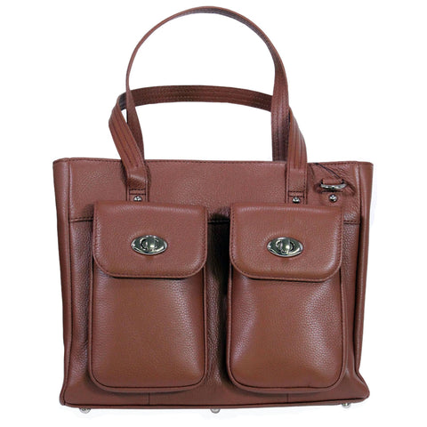 Cargo Pocket Cowhide Tote - Caramel