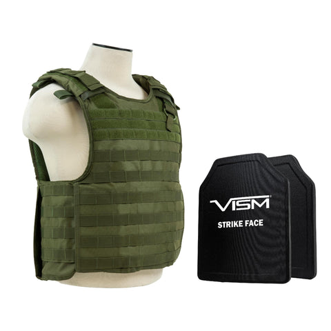 Plate Carrier Vest with 10" x 12" PE Hard Plates - Green