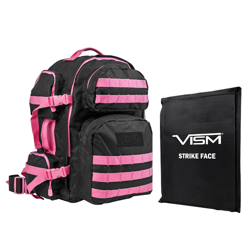 Tactical Backpack with 10" x 12" Square Panels - Black with Pink Trim