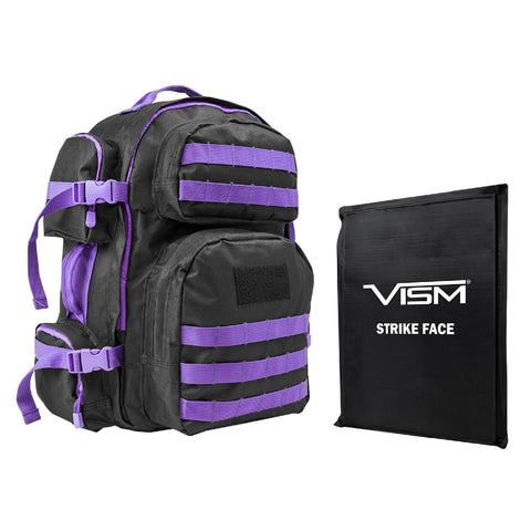 Tactical Backpack with 10" x 12" Square Panels - Black with Purple Trim