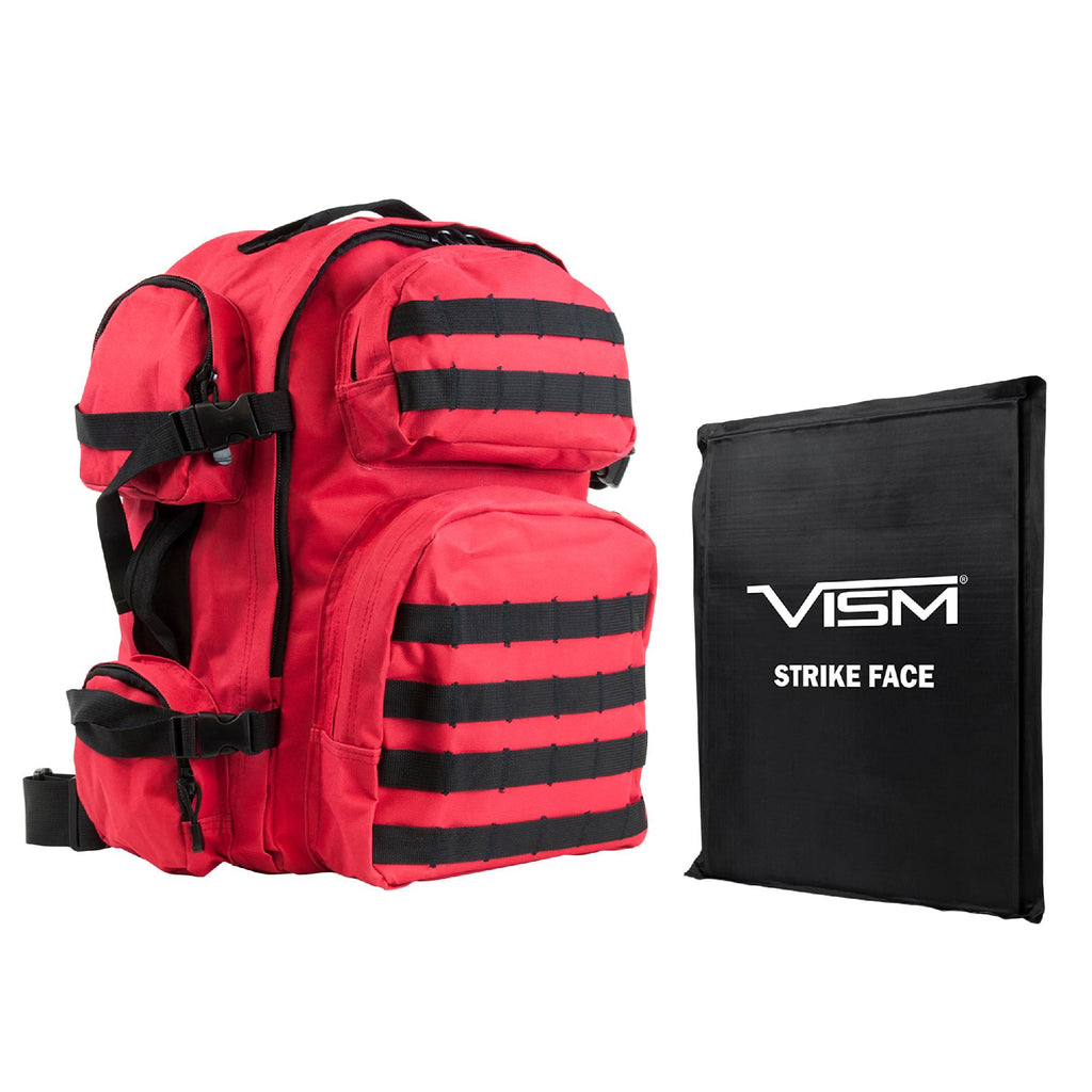 Tactical Backpack with 10" x 12" Square Panels - Red with Black Trim