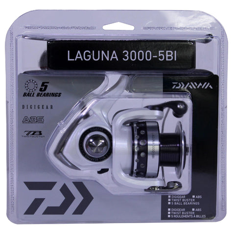 Laguna 5BI Spinning Reel - 3000, 5.3:1 Gear Ratio, 6 Bearings, 31.1" Retrieve Rate, 8.80 lb Max Drag, Clam