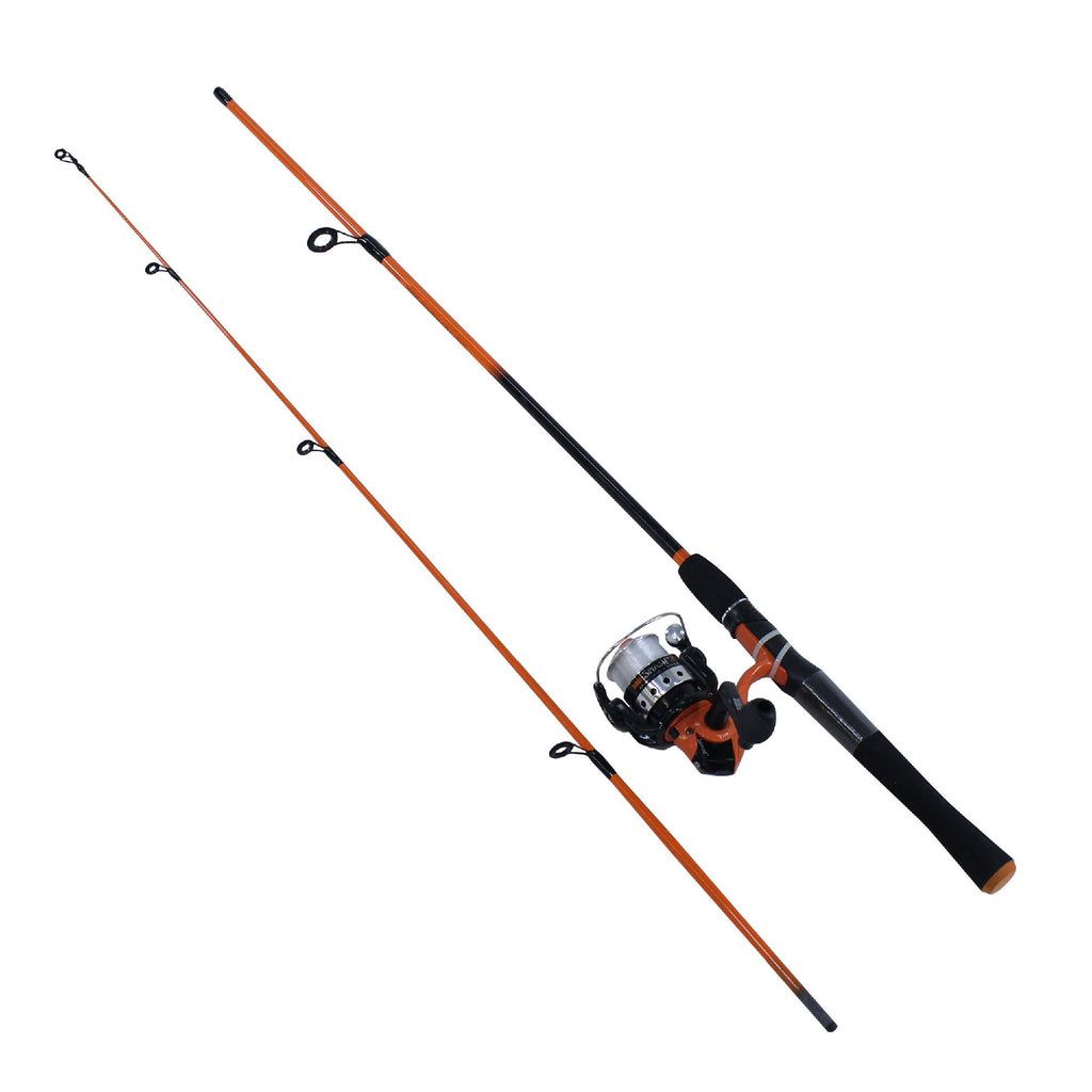 Splash Spinning Combo - Orange, 20sz, 5.3:1 Gear Ratio, 6' Length, 2 Piece Rod, 4-8 lb, Ambidextrous