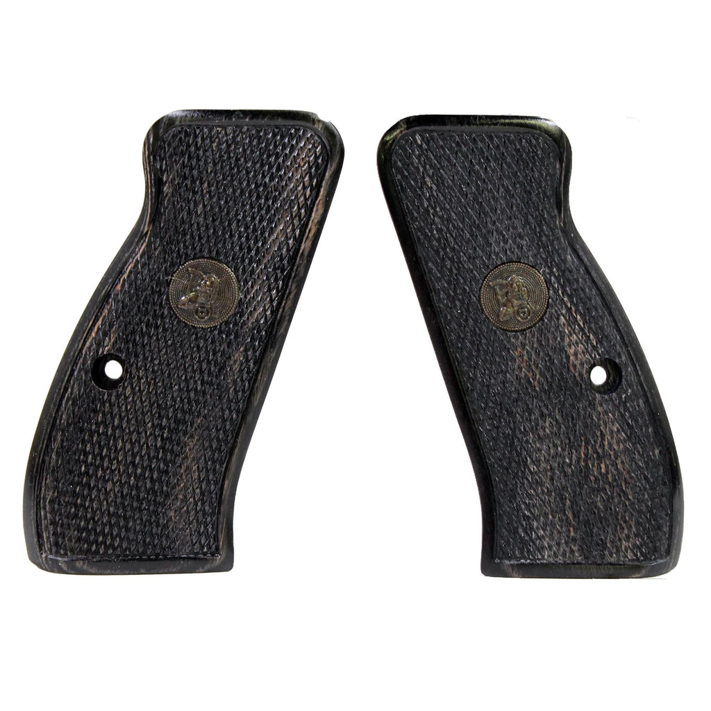 Renegade Wood Laminate Pistol Grips - CZ 75 Compact, Charcoal, Checkered