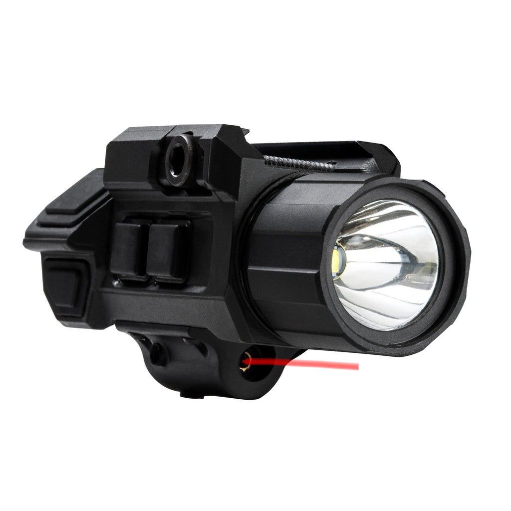 Pistol Flashlight and Laser - 3W Ultra Bright, 200 Lumen LED, Fully Adjustable, Strobe,  Red Laser