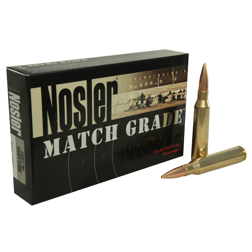 33 Nosler - Match Grade Ammunition, 300gr, Custom Competition Hollow Point Boat Tai, Per 20