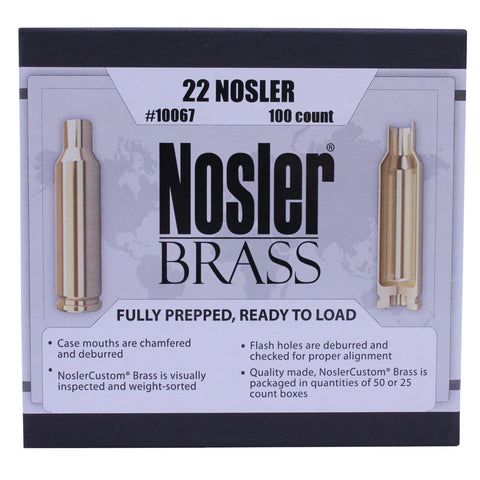 Custom Reloading Brass - 22 Nosler, Per 100