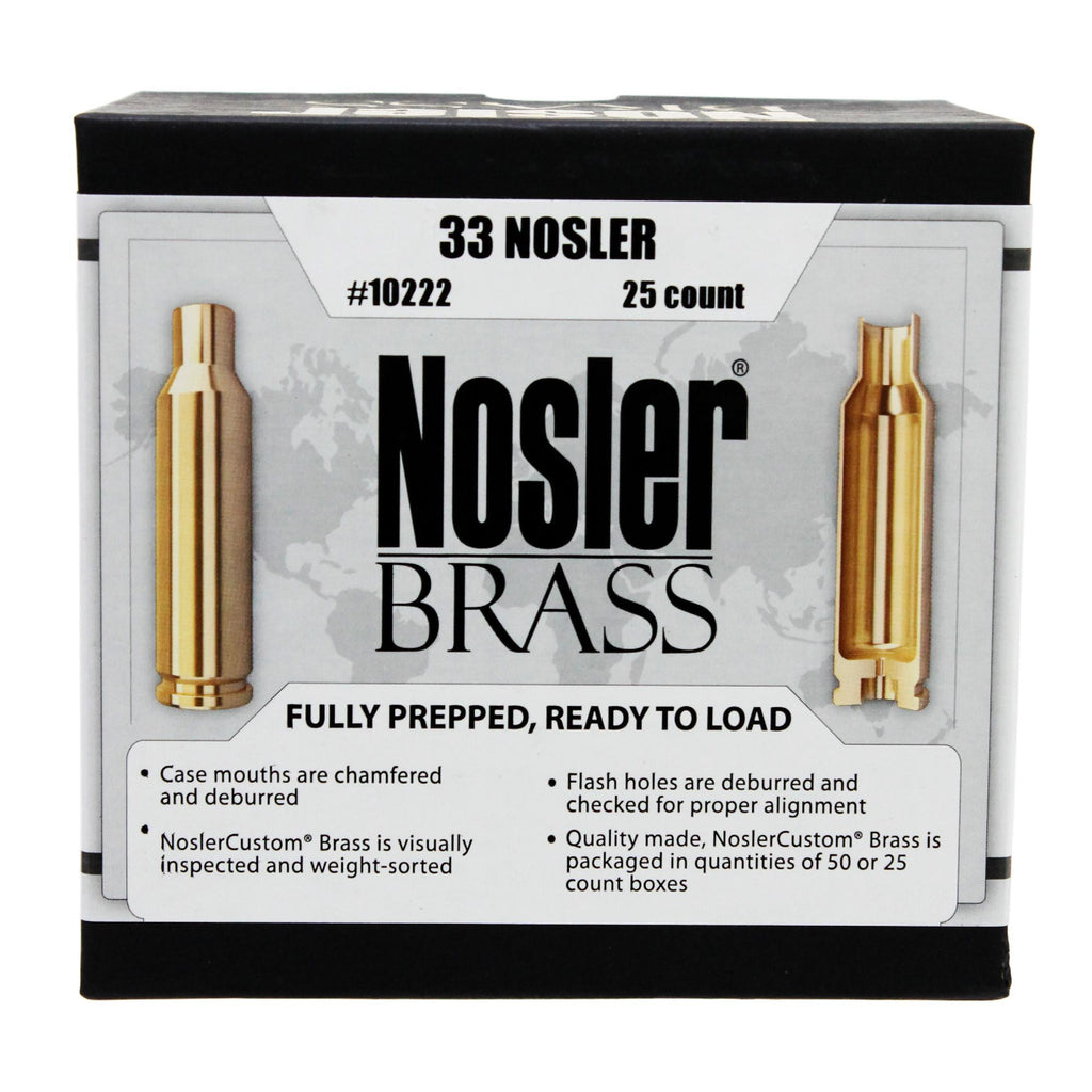 Custom Reloading Brass - 33 Nosler, Per 25