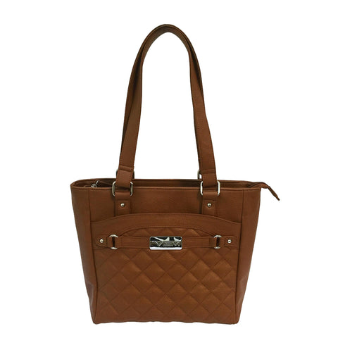 VISM Concealed Carry Quilted Tote - Brown