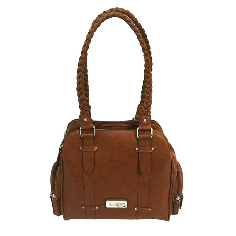 Concealed Carry Braided Shoulder Bag - Brown