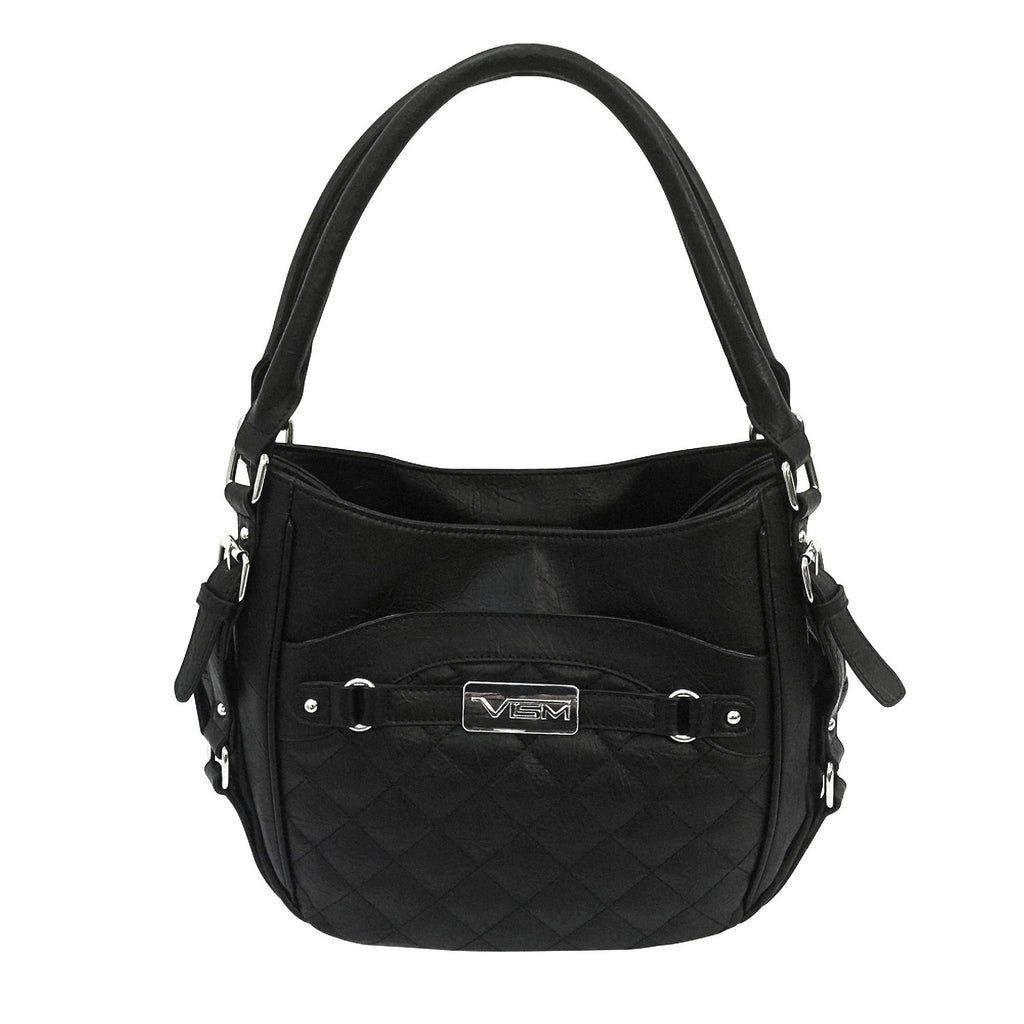 VISM Concealed Carry Quilted Hobo Bag - Black