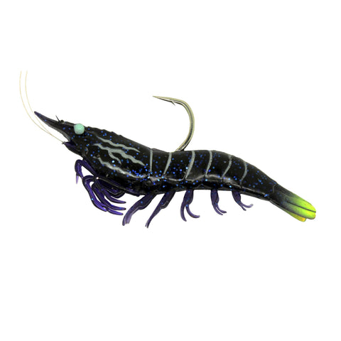 Shrimp Hybrid Bait - Saltwater, 3 1-2"#8-#6 Hook, Variable Depth, Black Tiger