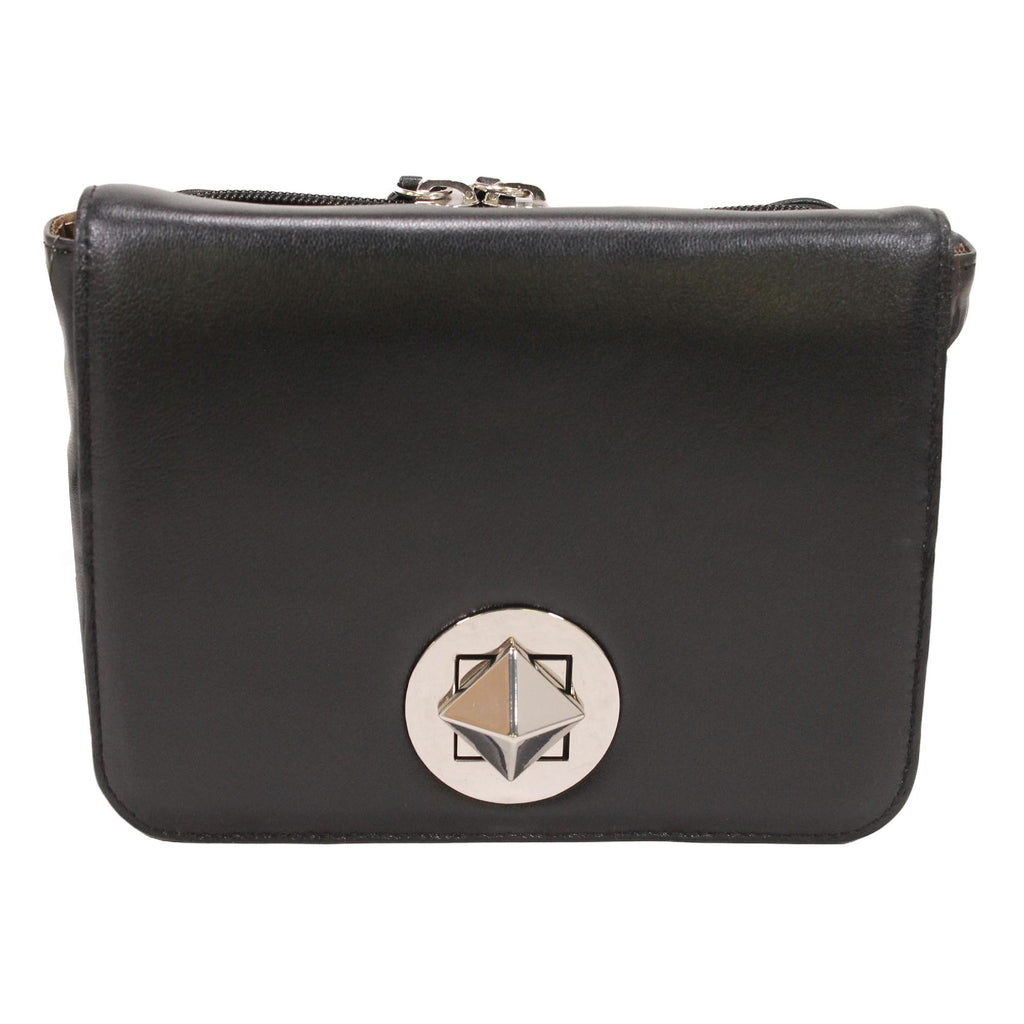 Cross Body Organizer - Black Lambskin