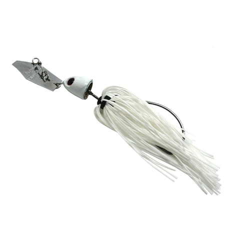 ChatterBait Freedom Lures - 3-8 oz Weight, 5-0 VMC X Long Wide Gap Hook, White-Silver Blade, Per 1