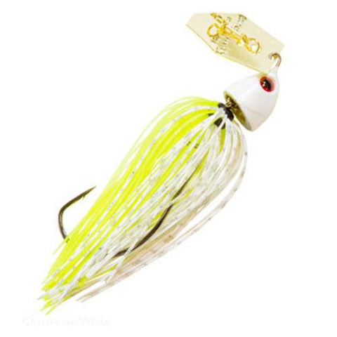 ChatterBait Freedom Lures - 3-8 oz Weight, 5-0 VMC X Long Wide Gap Hook, Chartreuse-White-Gold Blade, Per 1