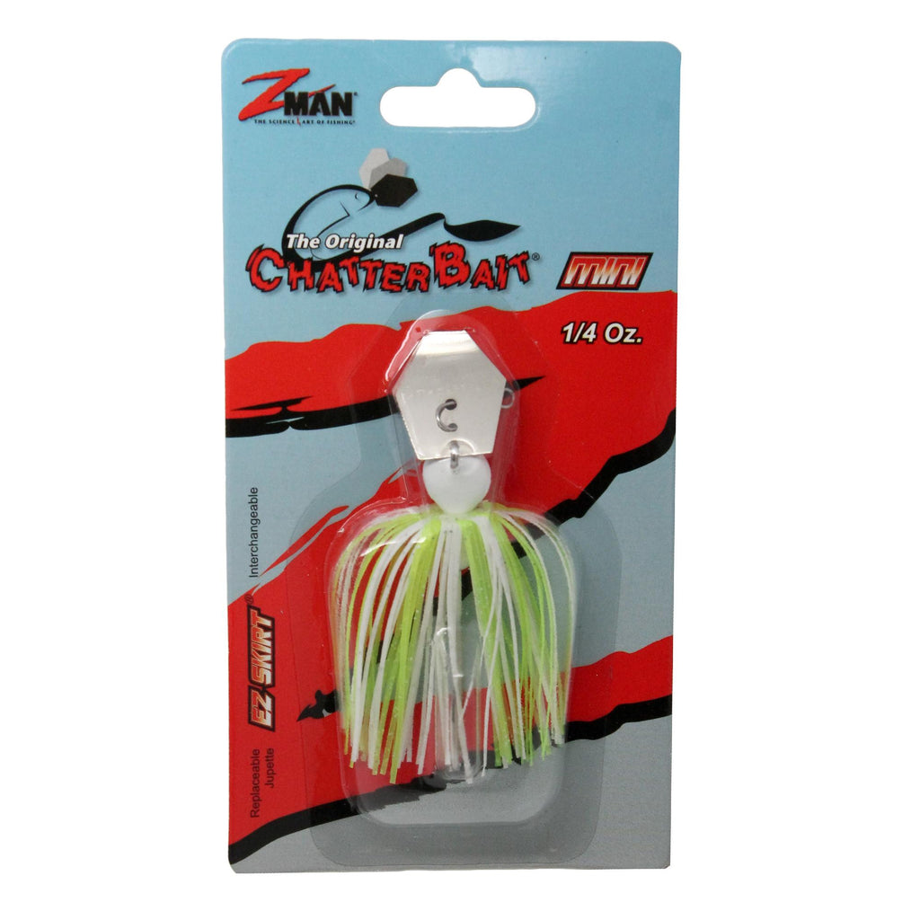 ChatterBait Mini Lures - 3" Length, 1-4 oz Weight, Chartreuse-White, Per 1