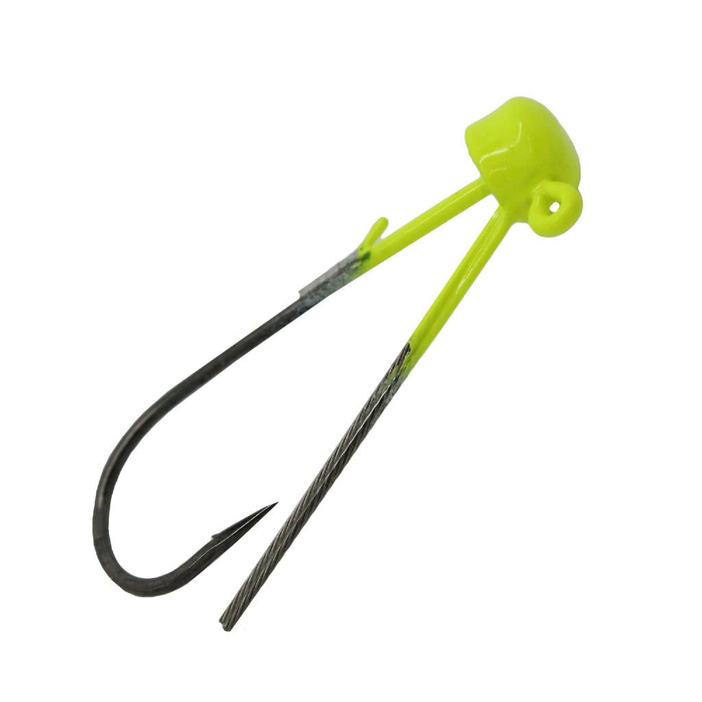 Power Finesse Shroomz Weedless Hooks - 1-10 oz Weight, 3-0 Hook, Chartreuse, Per 3