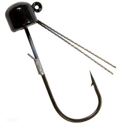 Power Finesse Shroomz Weedless Hooks - 1-5 oz Weight, 3-0 Hook, Black, Per 3