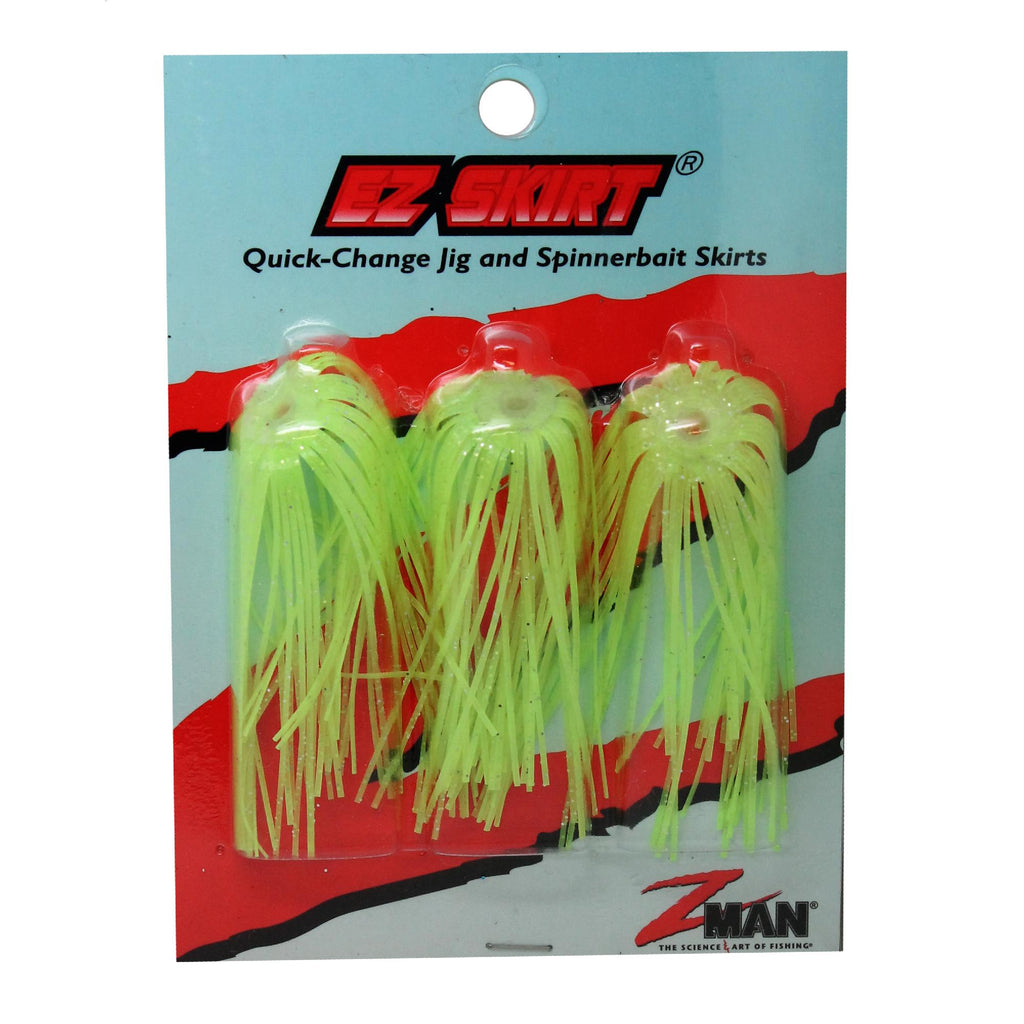 Ez Skirt Lures - 2 3-4" Size, Chartreuse-Silver Glitter, Per 3