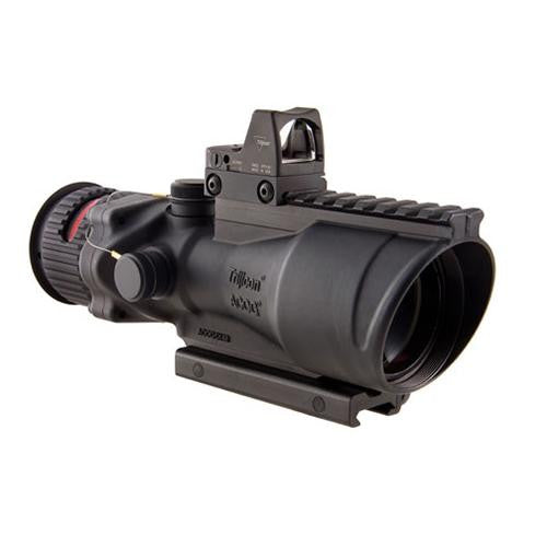 6x48mm ACOG Dual Illumination Scope - - Red Chevron .223 Ball Ret, 6.5 MOA RMR Type 2 Sight, and TA75 Mount, Black