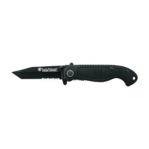 Special Tactical Folder - - Black, Partially Serrated, Clip Point Tanto, Liner Locked, Clam