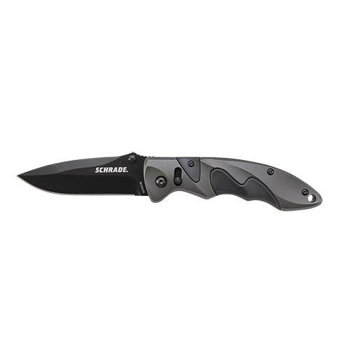 Schrade Sure-Lock - - Grey Aluminum Handle, Black Inserts, Clam