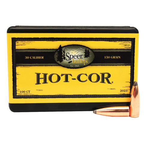 .30 Caliber Bullets - Hot-Cor, (.308" Diameter), 150 Grains, Spitzer Soft Point (SP), Per 100