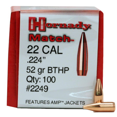 22 Caliber Bullets - (.224) 52 Gr BTHP Match (Per 100)