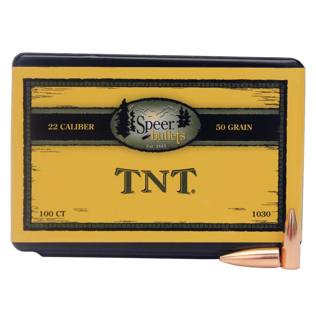 .22 Caliber Bullets - TNT, (.224" Diameter), 50 Grains,  Hollow Point (HP), Per 100