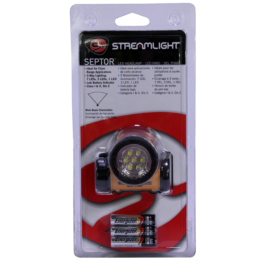 Septor Headlight, Yellow with Elastic and Rubber Strap